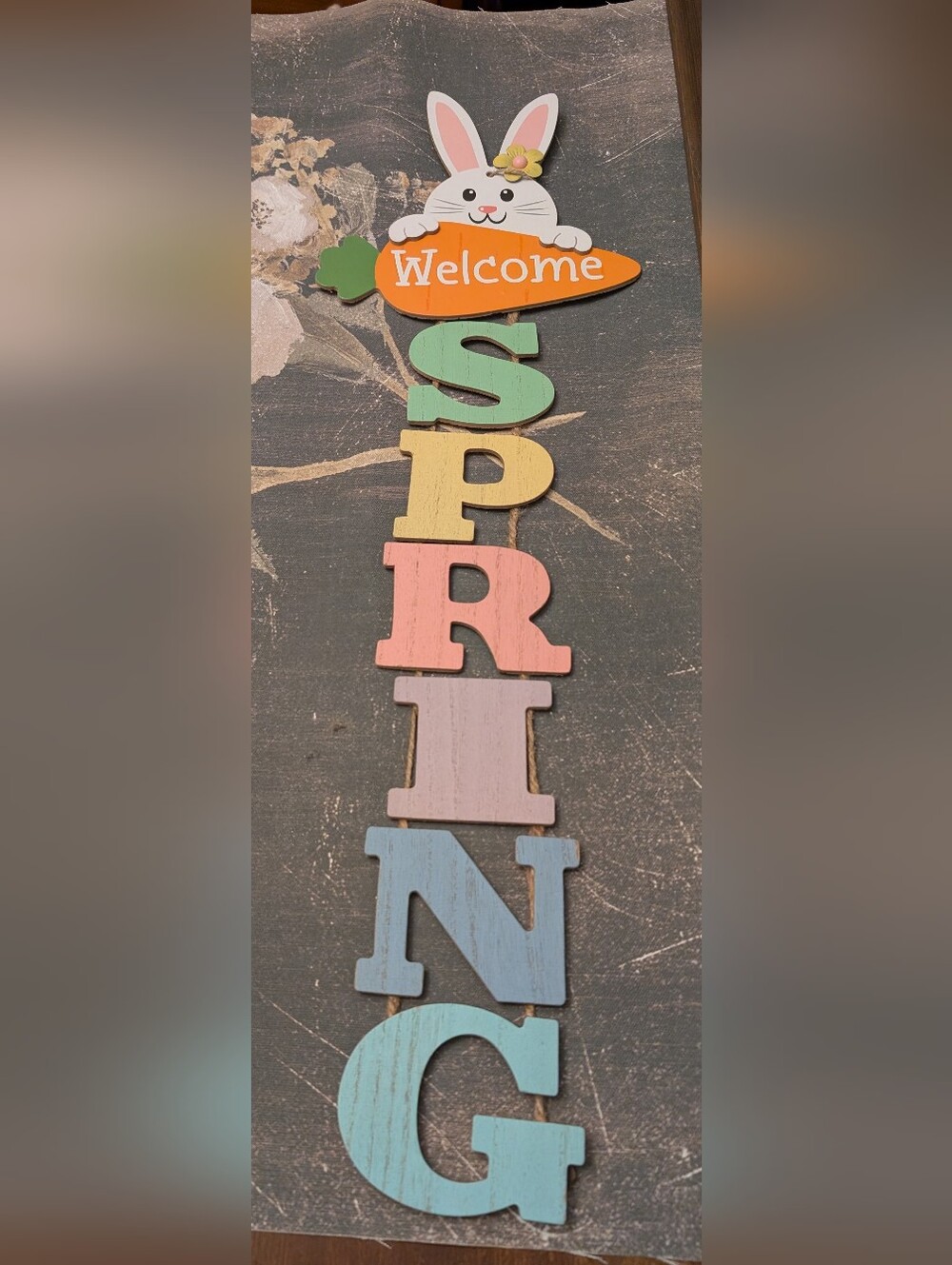 Welcome Spring Bunny Wall Hanging - Pastel Multi